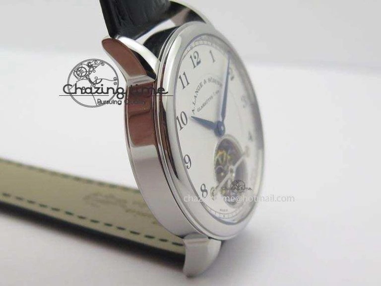 1815 Tourbillon Handwerkskunst SS White Dial On Black Leather Strap