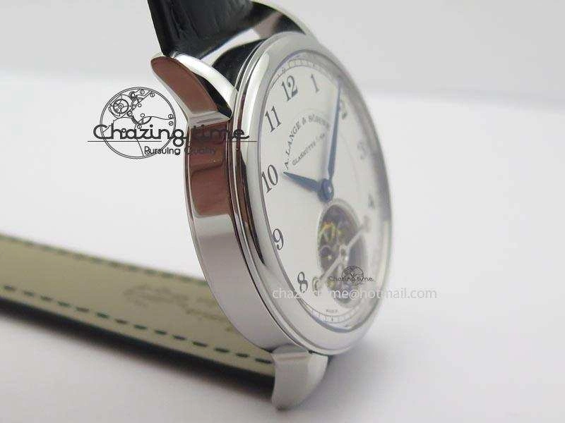 1815 Tourbillon Handwerkskunst SS White Dial On Black Leather Strap