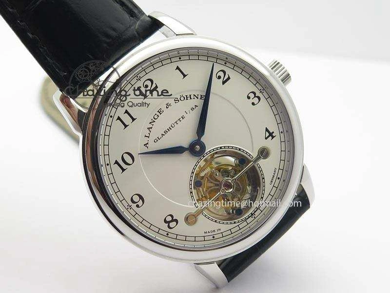 1815 Tourbillon Handwerkskunst SS White Dial On Black Leather Strap