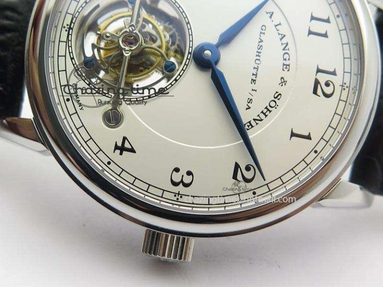 1815 Tourbillon Handwerkskunst SS White Dial On Black Leather Strap
