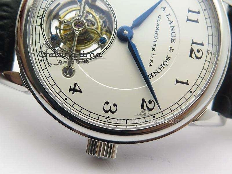 1815 Tourbillon Handwerkskunst SS White Dial On Black Leather Strap