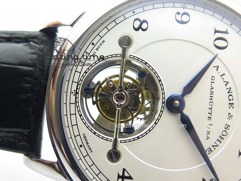 1815 Tourbillon Handwerkskunst SS White Dial On Black Leather Strap