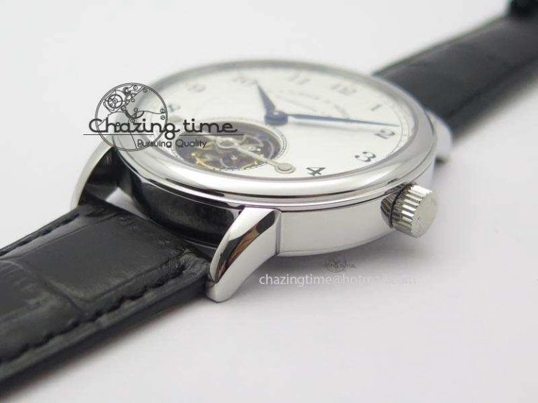 1815 Tourbillon Handwerkskunst SS White Dial On Black Leather Strap