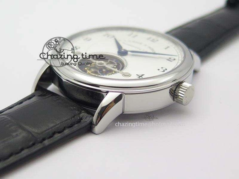1815 Tourbillon Handwerkskunst SS White Dial On Black Leather Strap