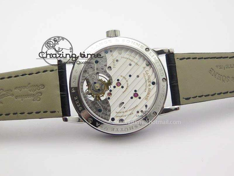 1815 Tourbillon Handwerkskunst SS White Dial On Black Leather Strap