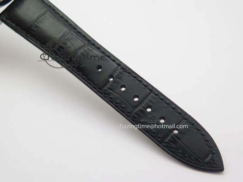 1815 Tourbillon Handwerkskunst SS White Dial On Black Leather Strap