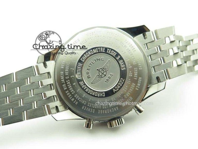 1884 Chronometre Navitimer JF Best Edition Black Dial On SS Bracelet A7750
