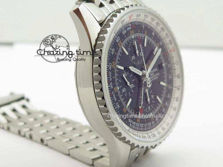 1884 Chronometre Navitimer JF Best Edition Black Dial On SS Bracelet A7750