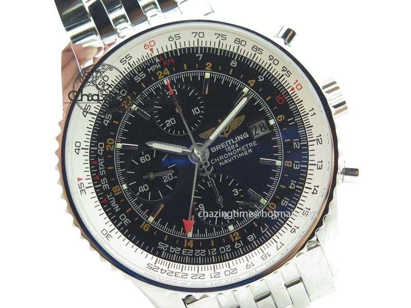 1884 Chronometre Navitimer JF Best Edition Black Dial On SS Bracelet A7750