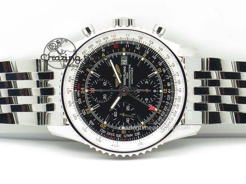1884 Chronometre Navitimer JF Best Edition Black Dial On SS Bracelet A7750