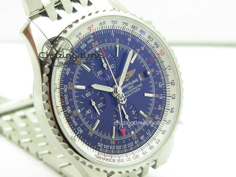 1884 Chronometre Navitimer JF Best Edition Blue Dial On SS Bracelet A7750