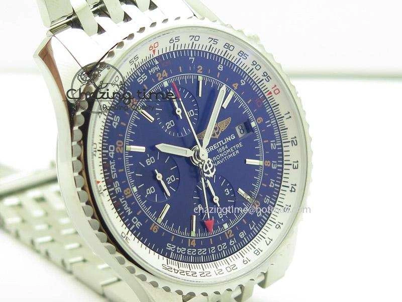 1884 Chronometre Navitimer JF Best Edition Blue Dial On SS Bracelet A7750