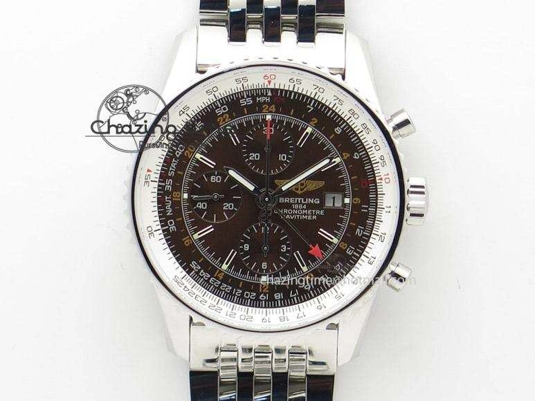 1884 Chronometre Navitimer JF Best Edition Brown Dial On SS Bracelet A7750