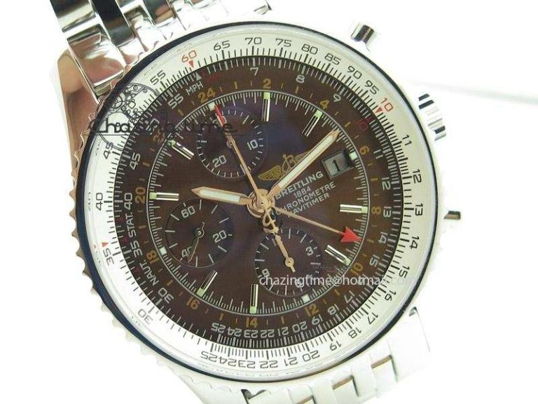 1884 Chronometre Navitimer JF Best Edition Brown Dial On SS Bracelet A7750