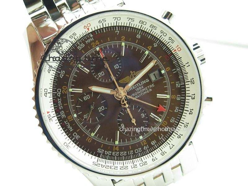 1884 Chronometre Navitimer JF Best Edition Brown Dial On SS Bracelet A7750