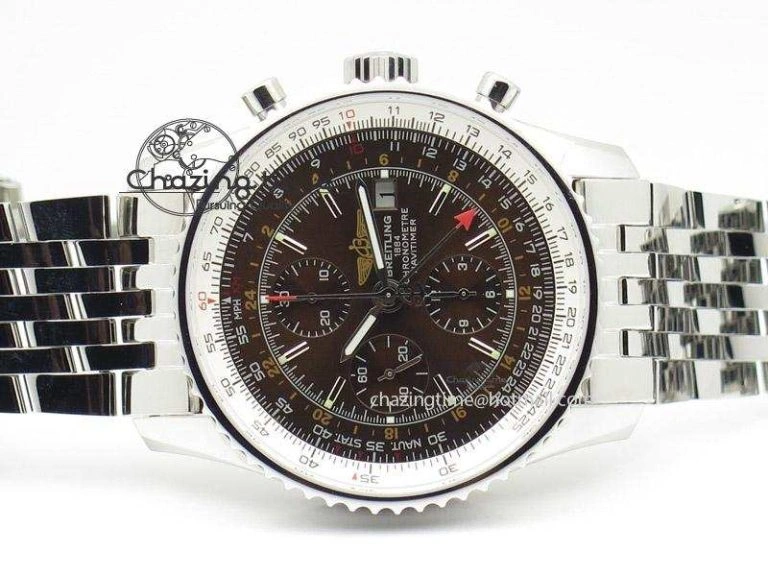 1884 Chronometre Navitimer JF Best Edition Brown Dial On SS Bracelet A7750