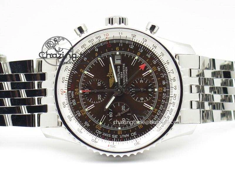 1884 Chronometre Navitimer JF Best Edition Brown Dial On SS Bracelet A7750