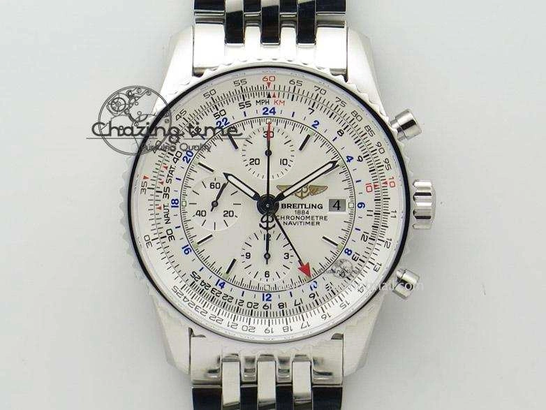 1884 Chronometre Navitimer JF Best Edition White Dial On SS Bracelet A7750