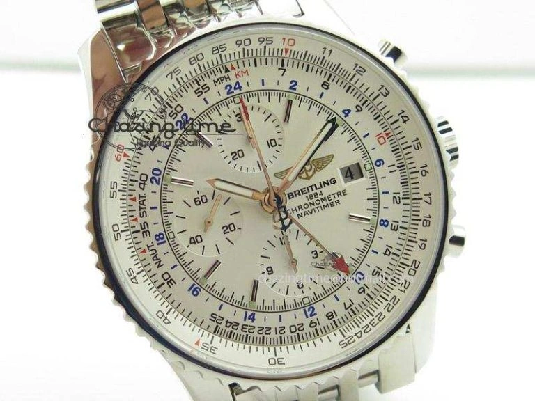 1884 Chronometre Navitimer JF Best Edition White Dial On SS Bracelet A7750