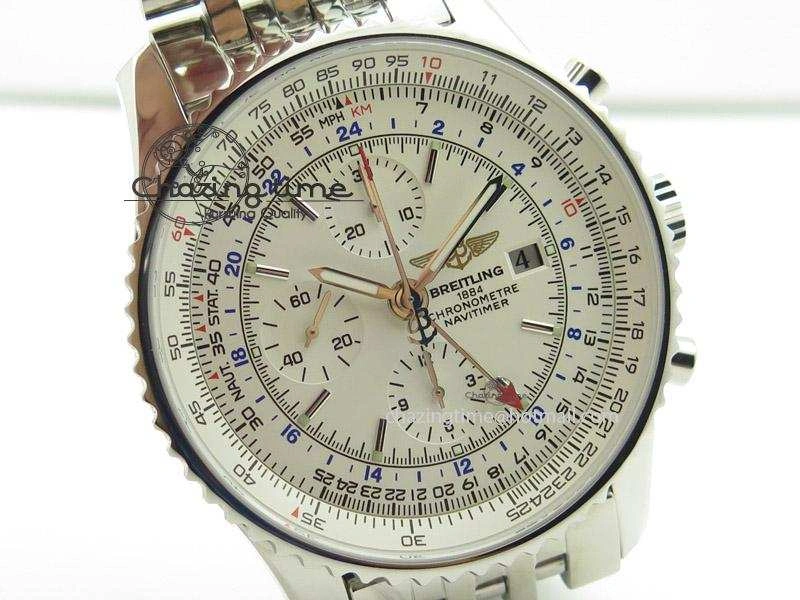 1884 Chronometre Navitimer JF Best Edition White Dial On SS Bracelet A7750
