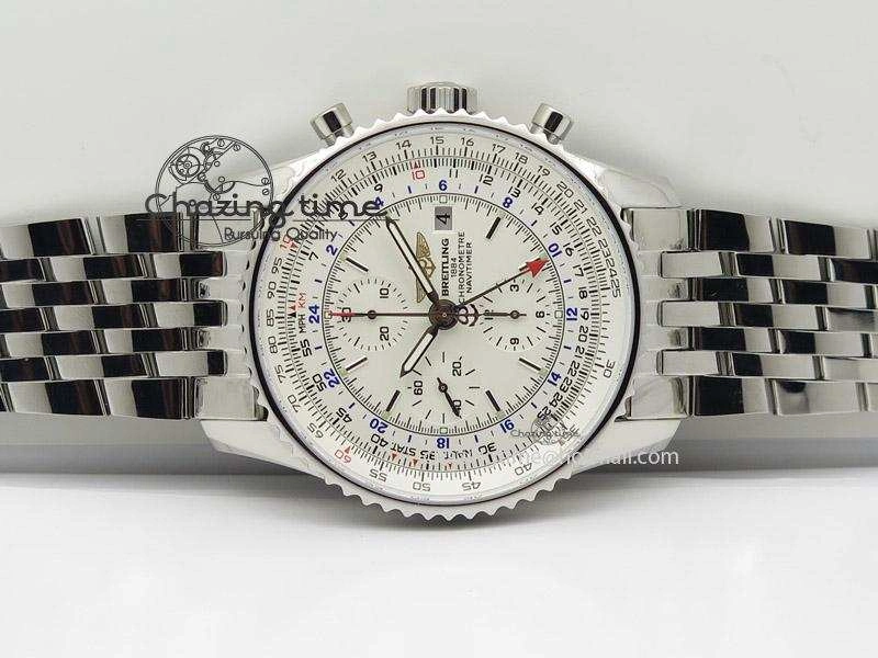 1884 Chronometre Navitimer JF Best Edition White Dial On SS Bracelet A7750
