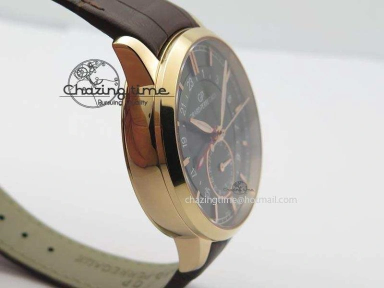1966 Dual Time RG TF 1:1 Best Edition Gray Dial On Brown Leather Strap A3300