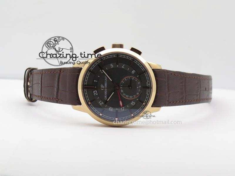 1966 Dual Time RG TF 1:1 Best Edition Gray Dial On Brown Leather Strap A3300