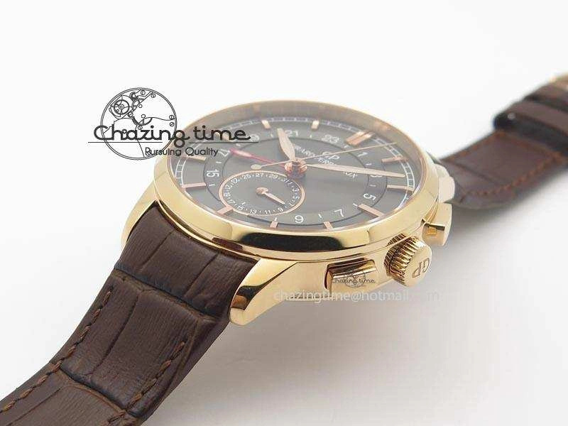 1966 Dual Time RG TF 1:1 Best Edition Gray Dial On Brown Leather Strap A3300