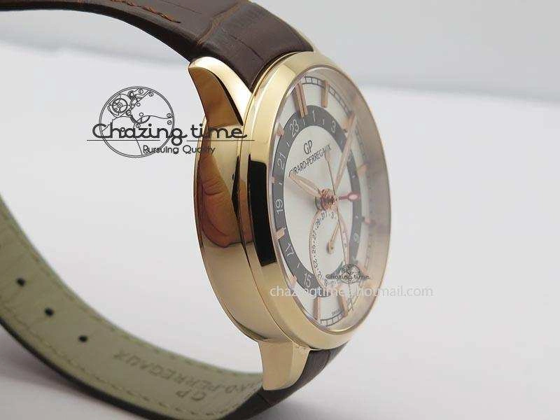 1966 Dual Time RG TF 1:1 Best Edition White Dial On Brown Leather Strap A3300