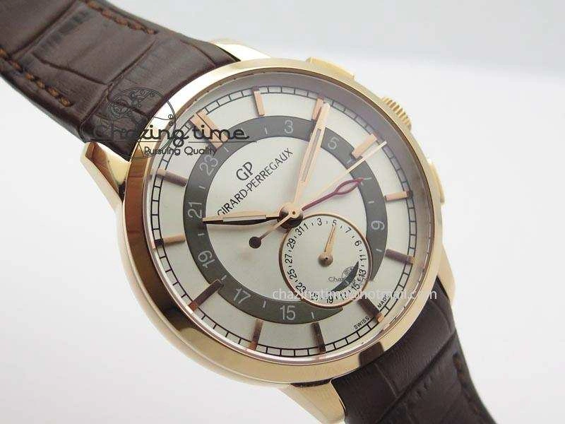 1966 Dual Time RG TF 1:1 Best Edition White Dial On Brown Leather Strap A3300