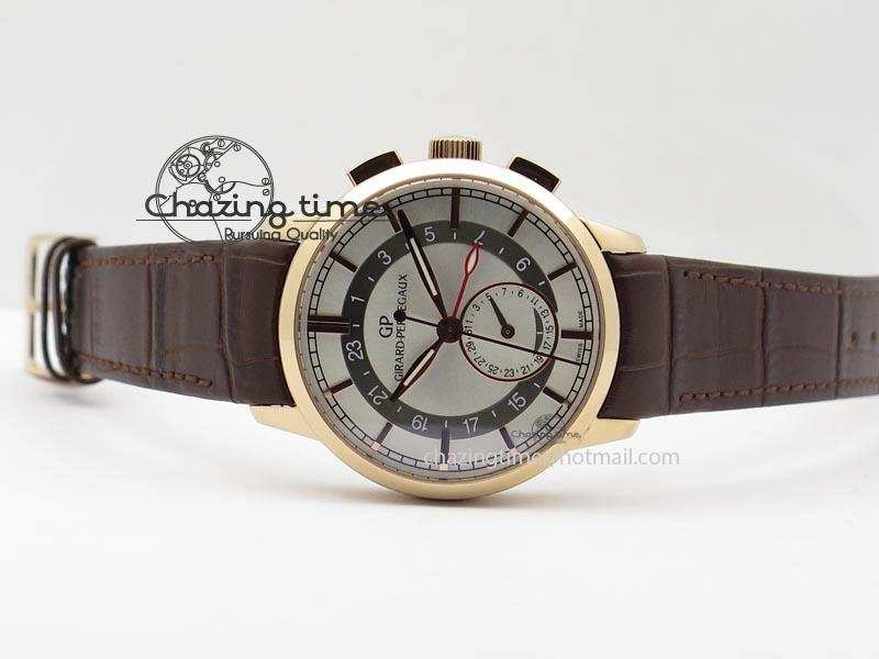 1966 Dual Time RG TF 1:1 Best Edition White Dial On Brown Leather Strap A3300