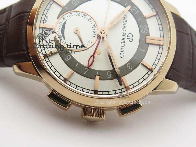 1966 Dual Time RG TF 1:1 Best Edition White Dial On Brown Leather Strap A3300
