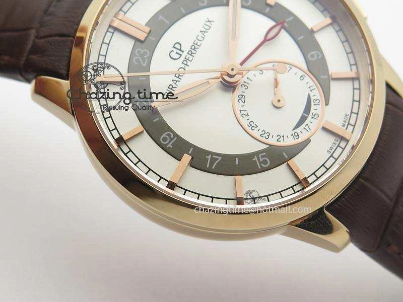 1966 Dual Time RG TF 1:1 Best Edition White Dial On Brown Leather Strap A3300