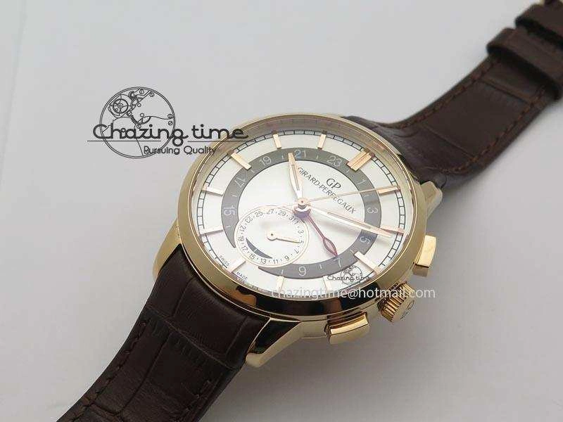 1966 Dual Time RG TF 1:1 Best Edition White Dial On Brown Leather Strap A3300
