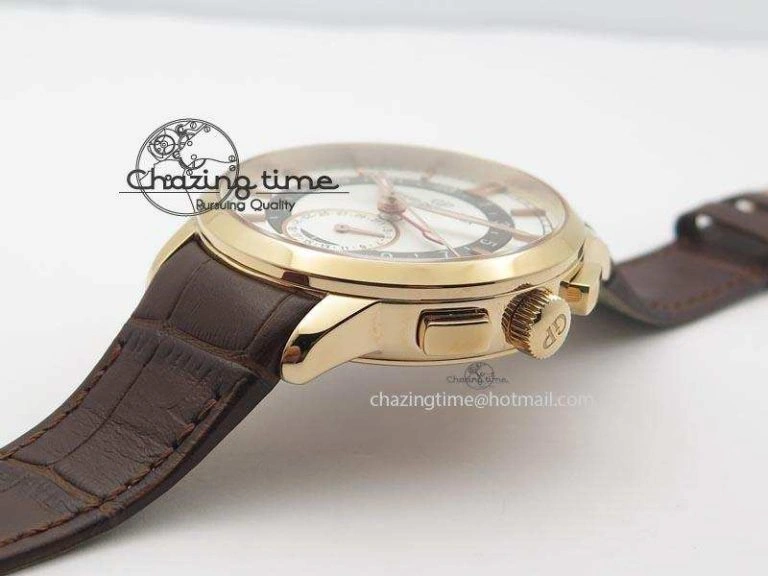 1966 Dual Time RG TF 1:1 Best Edition White Dial On Brown Leather Strap A3300