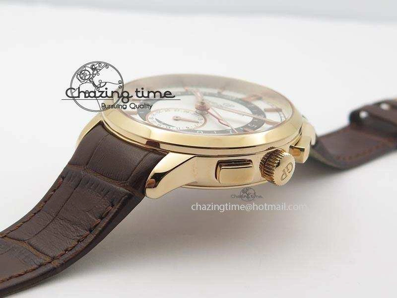 1966 Dual Time RG TF 1:1 Best Edition White Dial On Brown Leather Strap A3300