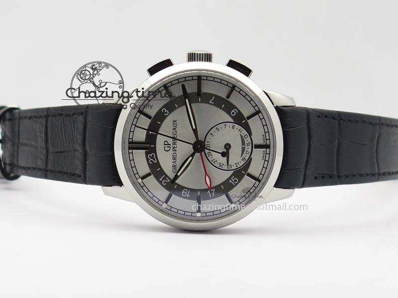 1966 Dual Time SS TF 1:1 Best Edition White Dial On Brown Leather Strap A3300