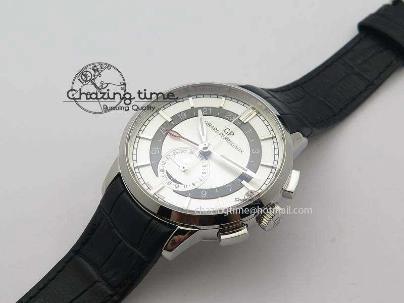 1966 Dual Time SS TF 1:1 Best Edition White Dial On Brown Leather Strap A3300