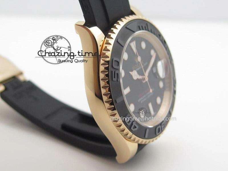 2015 YachtMaster RG Ceramic Bezel BP Maker Best Edition On Black Rubber Strap A2836 V2