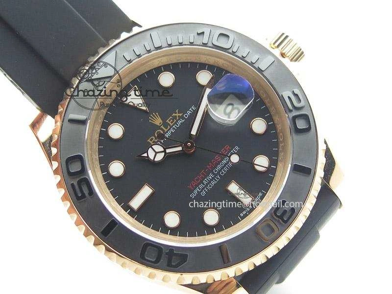 2015 YachtMaster RG Ceramic Bezel BP Maker Best Edition On Black Rubber Strap A2836 V2