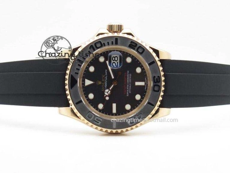 2015 YachtMaster RG Ceramic Bezel BP Maker Best Edition On Black Rubber Strap A2836 V2