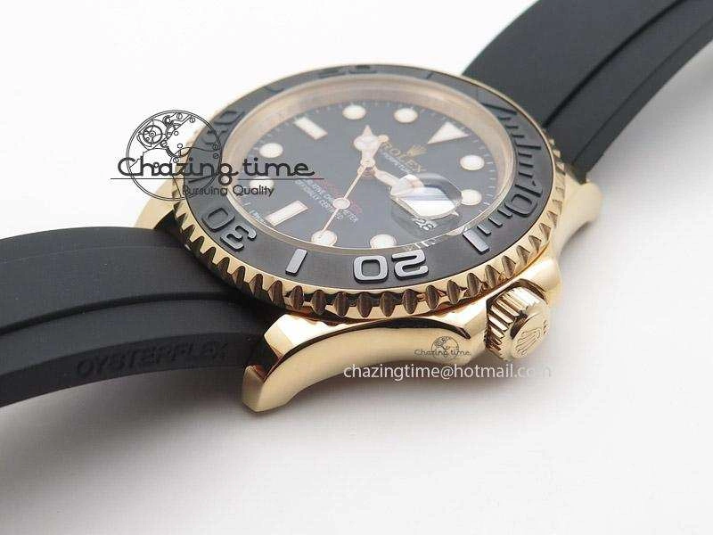 2015 YachtMaster RG Ceramic Bezel BP Maker Best Edition On Black Rubber Strap A2836 V2