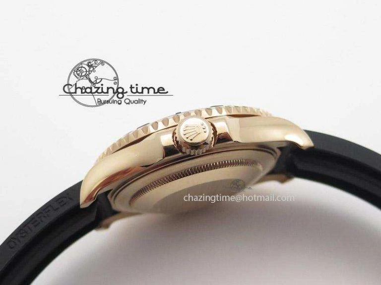 2015 YachtMaster RG Ceramic Bezel BP Maker Best Edition On Black Rubber Strap A2836 V2
