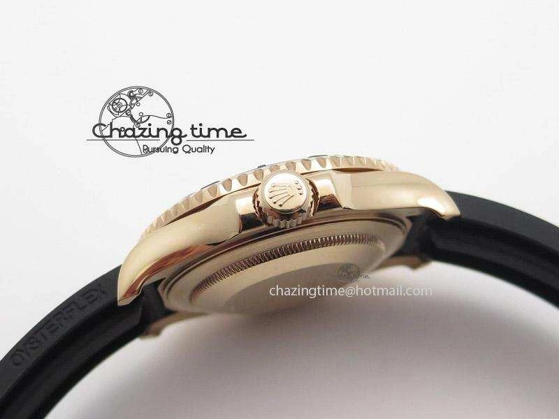 2015 YachtMaster RG Ceramic Bezel BP Maker Best Edition On Black Rubber Strap A2836 V2