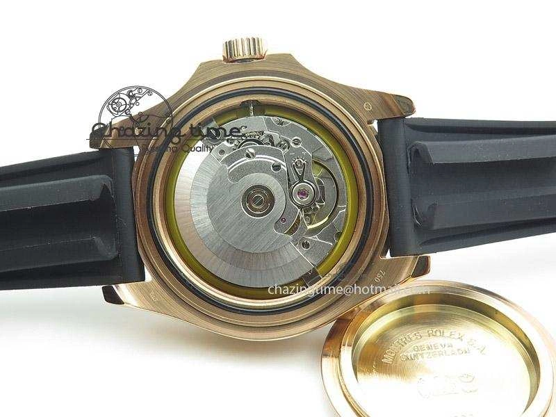 2015 YachtMaster RG Ceramic Bezel BP Maker Best Edition On Black Rubber Strap A2836 V2