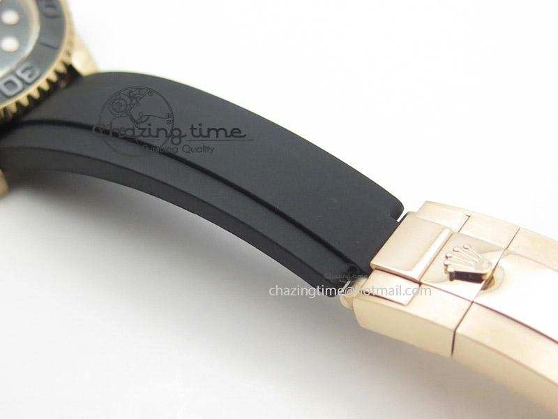 2015 YachtMaster RG Ceramic Bezel BP Maker Best Edition On Black Rubber Strap A2836 V2