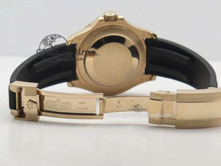 2015 YachtMaster RG Ceramic Bezel BP Maker Best Edition On Black Rubber Strap A2836 V2