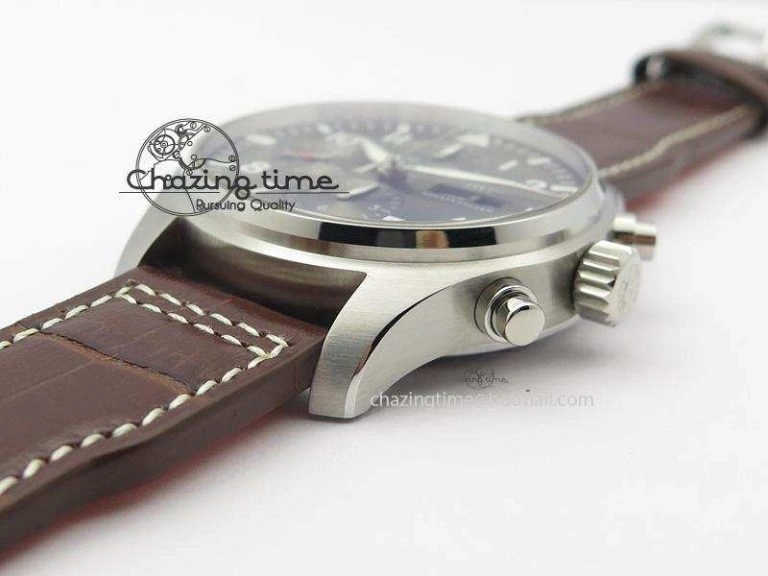 2016 Pilot Chrono SS IW377719 ZF Best Edition On Brown Leather Strap A7750