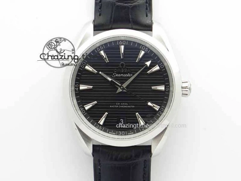 2017 Aqua Terra SS XF Best Edition Black Textured Dial On Black Leather Strap A8900