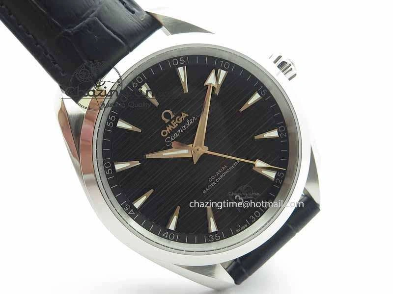 2017 Aqua Terra SS XF Best Edition Black Textured Dial On Black Leather Strap A8900